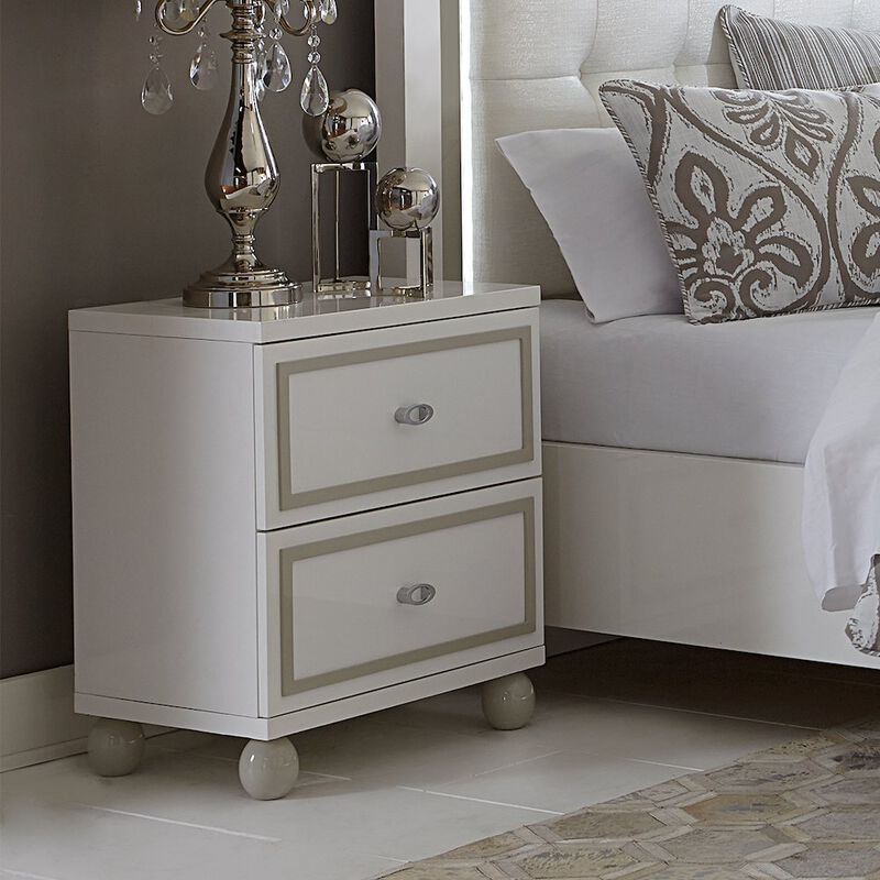 Michael Amini Sky Tower Nightstand - Cloud White
