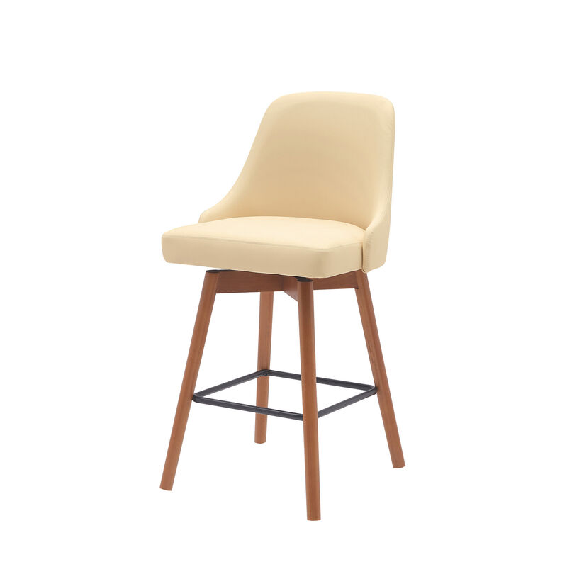 HomeRoots Solid Wood Frame Faux Leather Armless Counter Stool image number 4