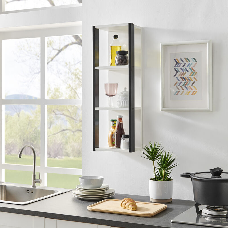 Recife Vertical Three-Tier Modern Shadow Box Cube Display Wall Shelf