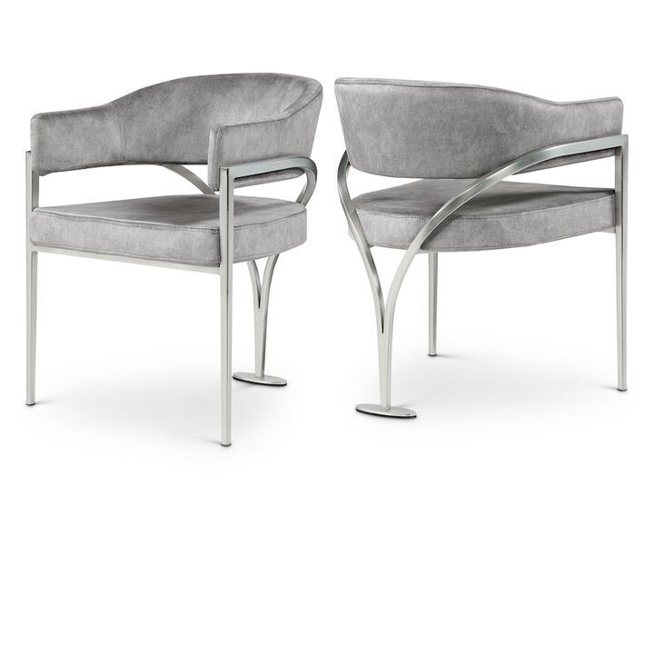 Meridian Furniture Madelyn Grey Velvet Dining Chair, Set of 2