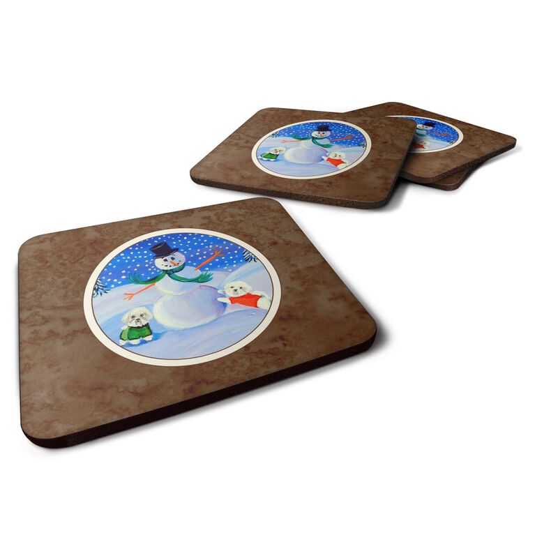 Caroline's Treasures 7145FC Snowman Bichon Frise Foam Coasters (Set of 4), 3.5, Multicolor image number 0