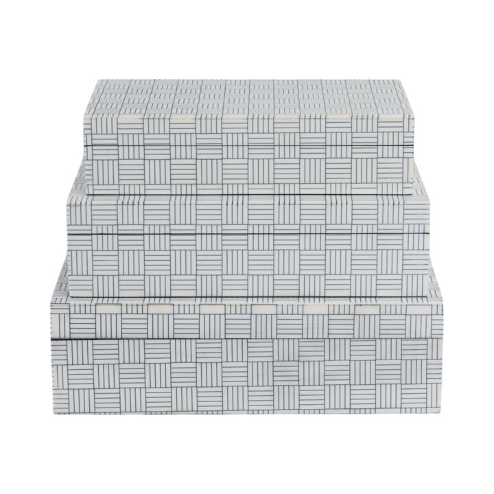 S/3 Checkerboard Etched Boxes