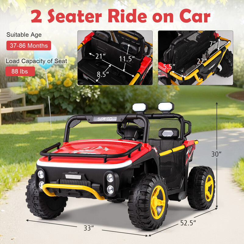 Kids 24V Ride On UTV Car with Dual Seats Horn Music and Story Features image number 2