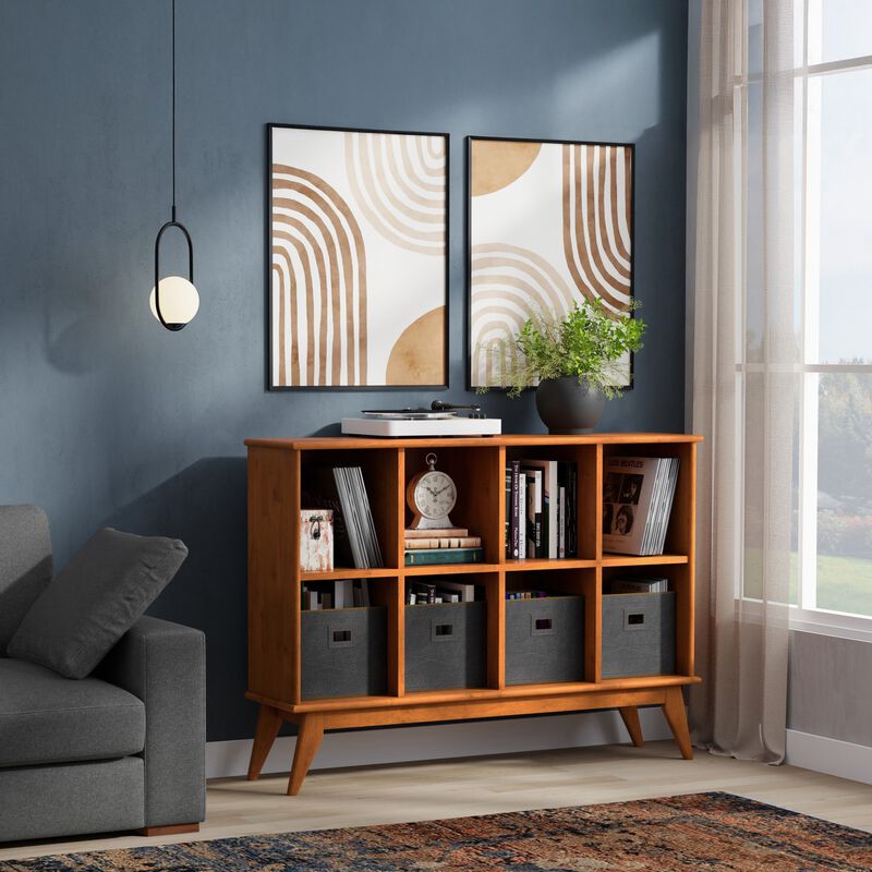 Hupwo Mid‑century solid rubberwood 8‑cubby bookcase image number 2