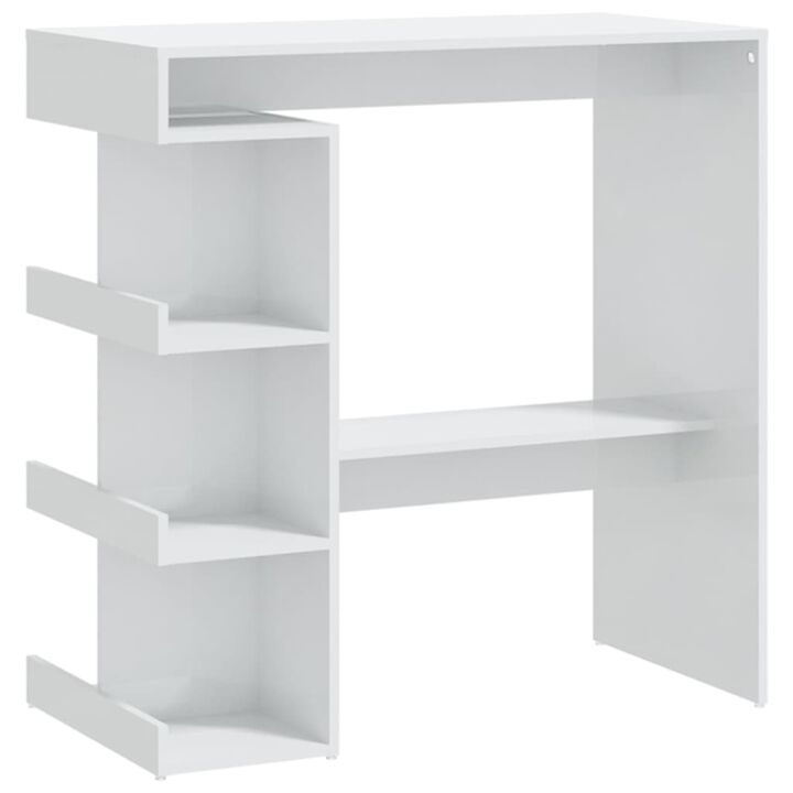 vidaXL Bar Table with Storage Rack High Gloss White 39.4"x19.7"x40"