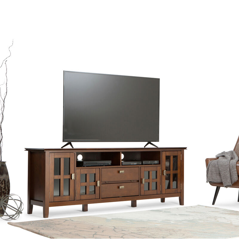 Artisan SOLID WOOD 72 inch Wide Transitional TV Media Stand in Russet Brown For TVs up to 80 inches image number 1