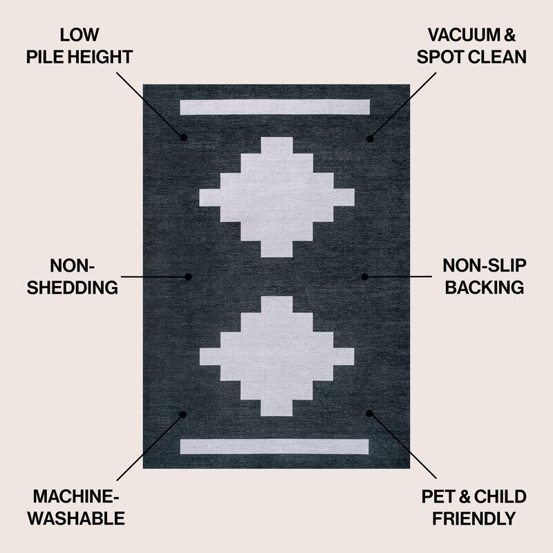 Adriel Geometric Tribal Medallion Machine Washable Area Rug