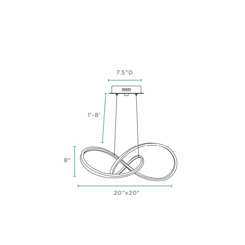 Knotted Chandelier Black Metal Integrated LED Dimmable