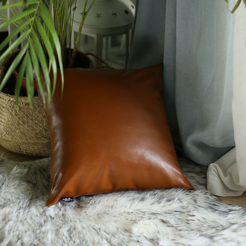 Homezia Set of 2 Rustic Brown Geometric Throw Pillows