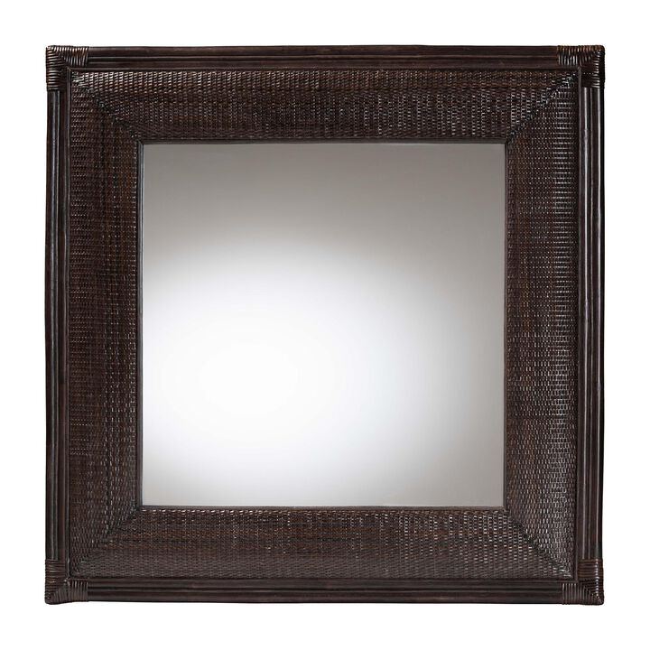 bali & pari Candela Natural Rattan Wall Mirror - Handwoven Wicker Accent Piece with Inset Mirrored Glass and Textured Frame