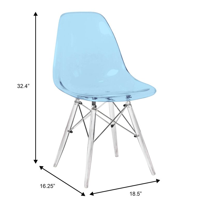 LeisureMod Dover Molded Side Chair with Acrylic Base, Set of 4