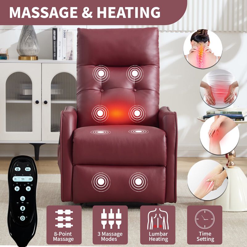 Faux Leather Power Lift Recliner Chair 155&deg; Recliner with Massage Heat & USB image number 7