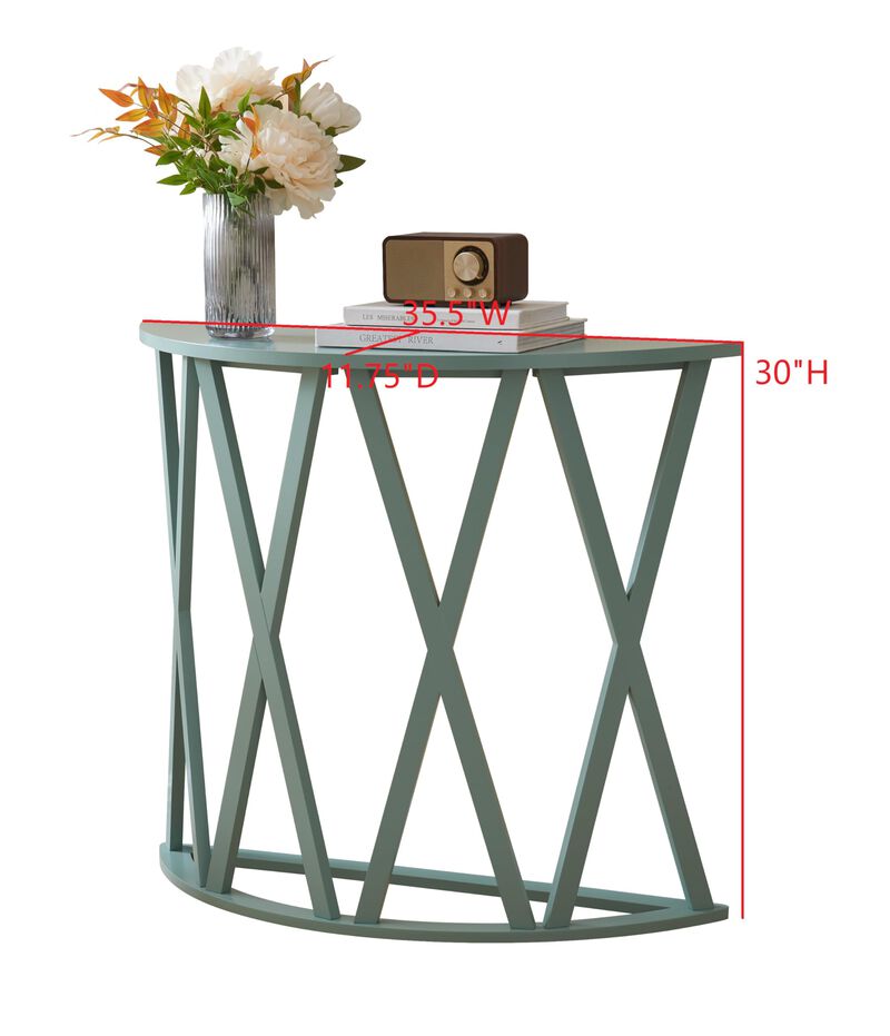 Kings Brand Furniture Vienna Console Table - Semicircular Side Coffee Table for Living Room, Bedroom (White)