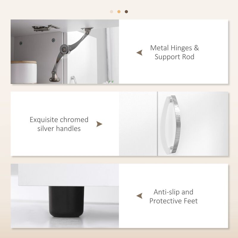 66" White Kitchen Pantry: Flip-Up Door, 3 Drawers, Countertop