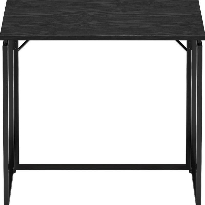 HomeRoots 32" Black Wood and Steel Folding Writing Desk image number 4