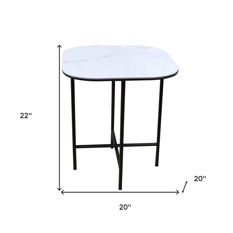 HomeRoots 22" White And Black Ceramic And Metal Square End Table image number 6