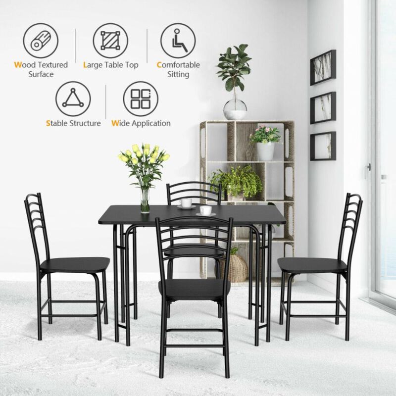 Hivvago 5 Pieces Wood Rectangular Dining Table Set