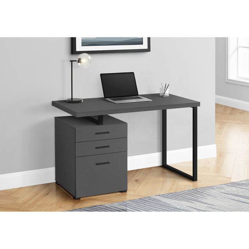 Monarch Specialties I 7645 Computer Desk, Home Office, Laptop, Left, Right Set-up, Storage Drawers, 48"L, Work, Metal, Laminate, Grey, Black, Contemporary, Modern image number 2
