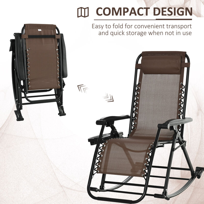 Hivvago Foldable Zero Gravity Rocking Lounge Chair image number 3