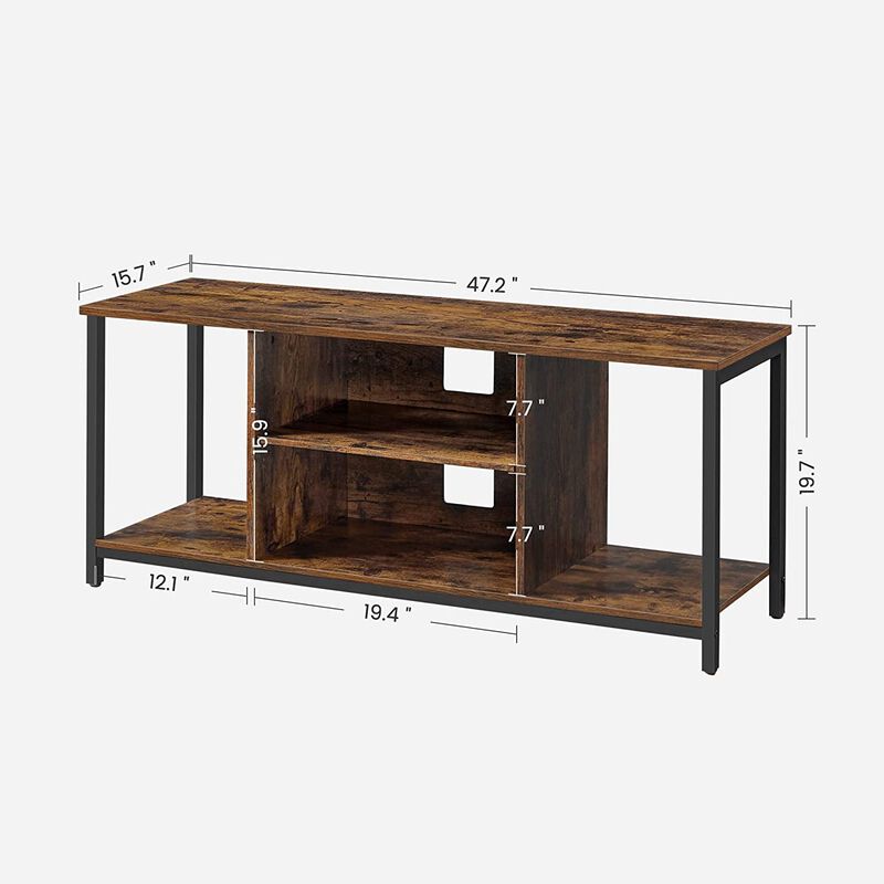 BreeBe Industrial Brown TV Stand with Shelving