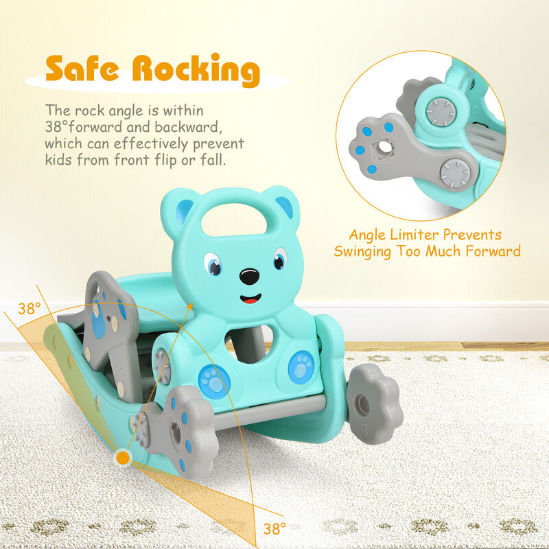 Toddler 4-in-1 Rocking Horse Slide Playset with Hoop image number 3