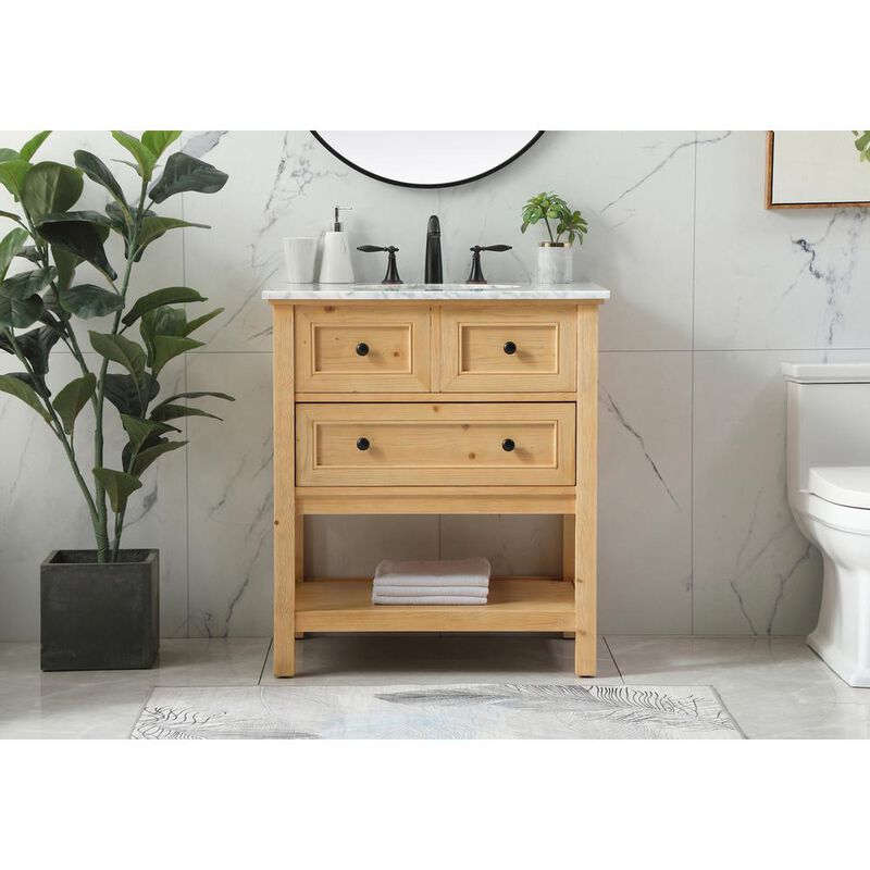 Elegant Kitchen and Bath 30 inch Single bathroom vanity in natural wood