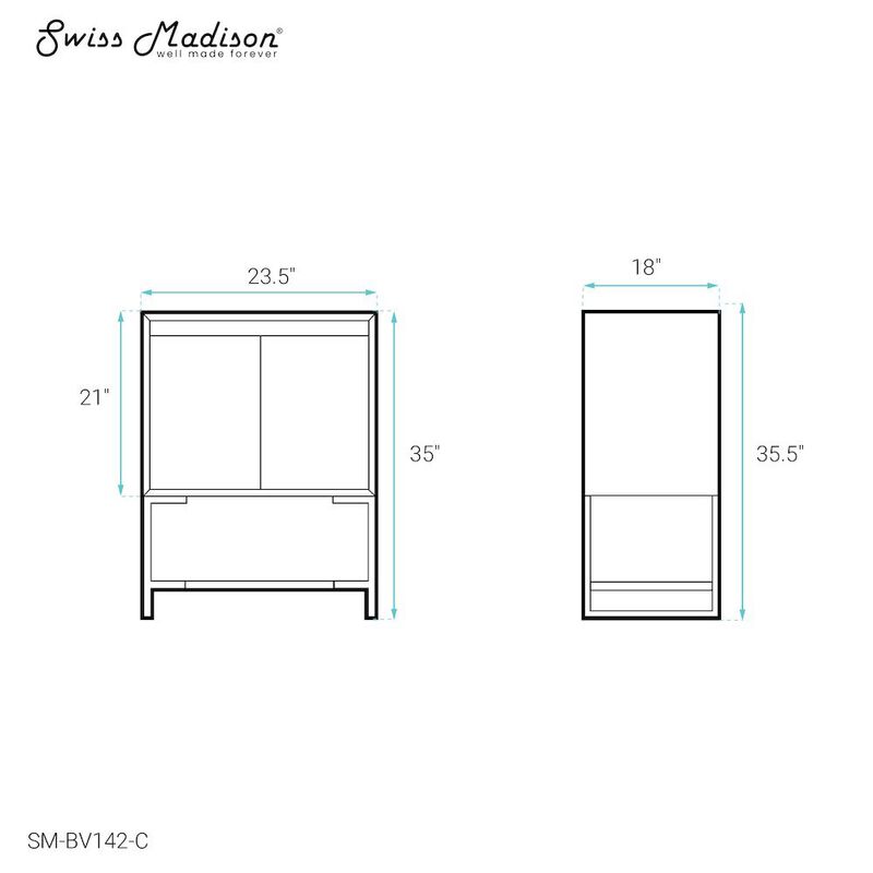 Marseille 24 Single Bathroom Vanity Cabinet Only (SM-BV142) image number 3