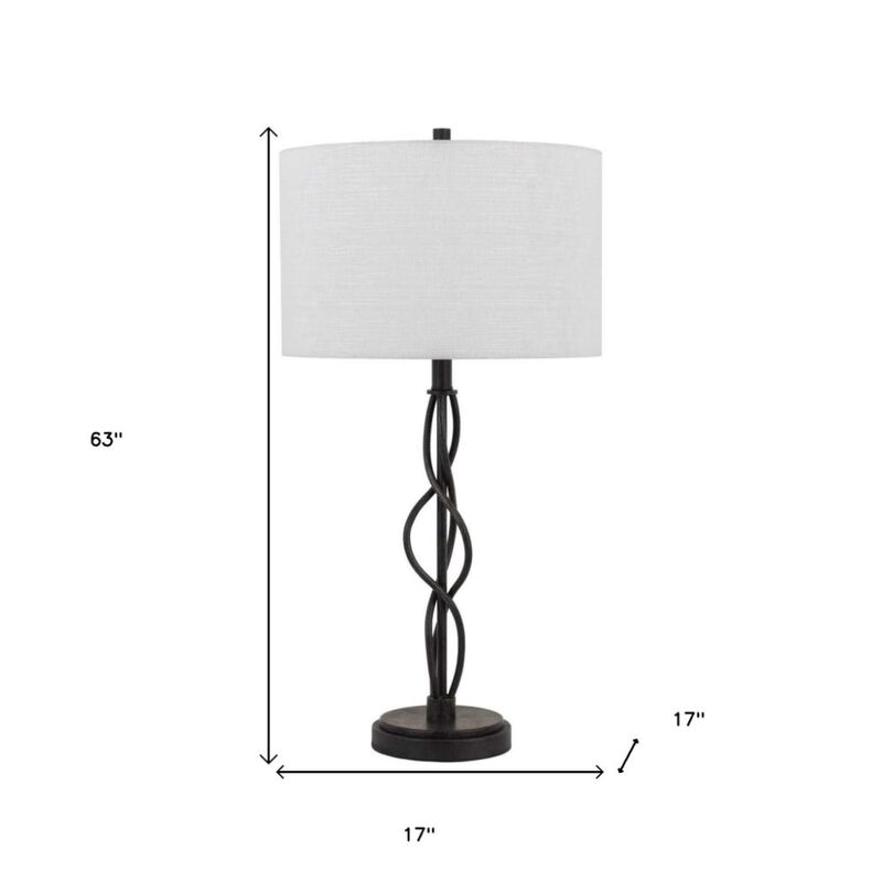 Hivvago 30" Black Metal Candlestick Table Lamp With Off White Drum Shade