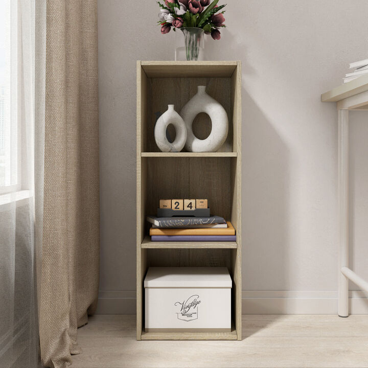 31.5 in. Tall Wood 3-Shelf Etagere Bookcase