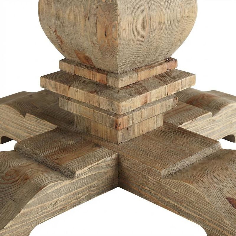 Brown Round Pine Wood Dining Table, Modern Farmhouse, Seats 4 image number 5