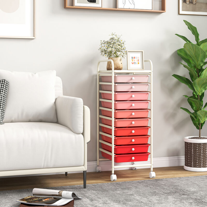 Rolling Cart Organizer with 10 Drawers &ndash; Ideal for Home or Office