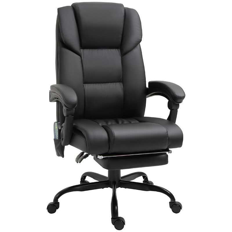 Black Ergonomic Comfort: High-Back Massage Office Chair with Footrest