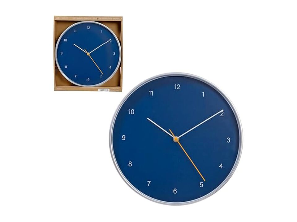 Kiera Grace Temple Blue Simple Bright Wall Clock 12 Inch Silent Non Ticking