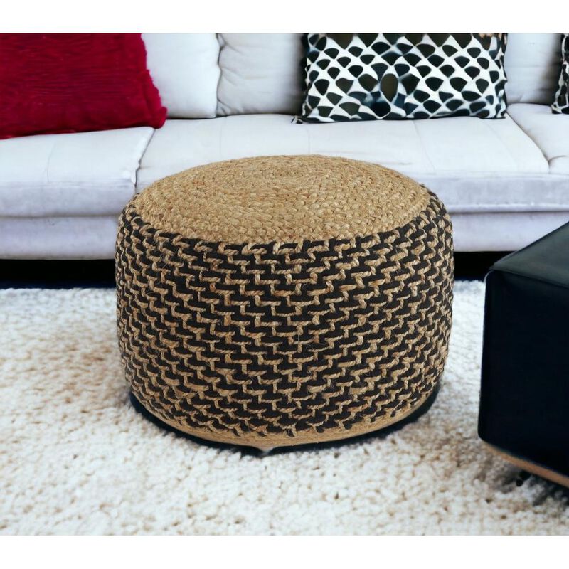 Hivvago 18 Inch Tan Jute Ottoman