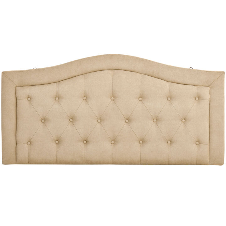 58" Button Tufted Upholstered Wall Mounted Headboard for Full Sized Beds, Beige
