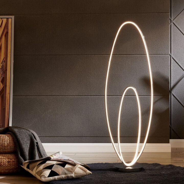 Milan Floor Lamp Chrome Metal Dimmable Integrated LED