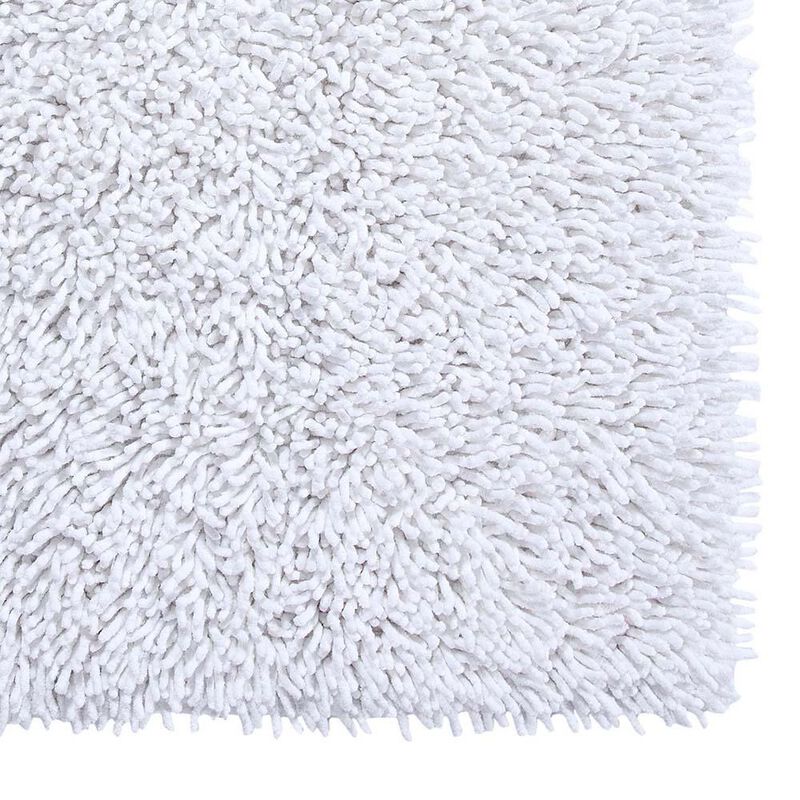 Knightsbridge Chenille Shaggy 220 GSF Non Skid Back Bath Rug 17 x 24 - White