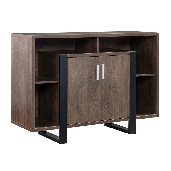 Zale 47 Inch Wood Buffet Sideboard Console, 1 Cabinet, Sled Base, Brown-Benzara