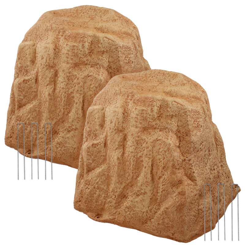 Artificial Polyresin Landscape Rock with Stakes - 2-Pack