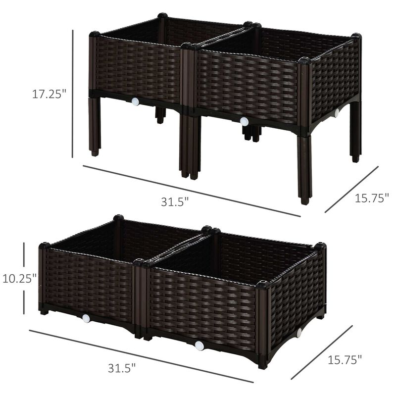 Hivvago Raised Garden Planter 4-Piece Set for Backyard Plants image number 2