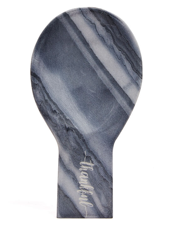 Lexi Home Marble Thankful Engraved Spoon Rest - Stone Spoon Rest for Stovetop