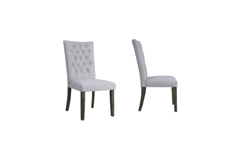 Set of 2 Tufted Upholstered Fabric Dining Side Chairs for Kitchen or Dining Room