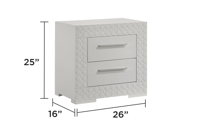 Modern 2 Drawer Nightstand with Quilted Drawer Fronts image number 2