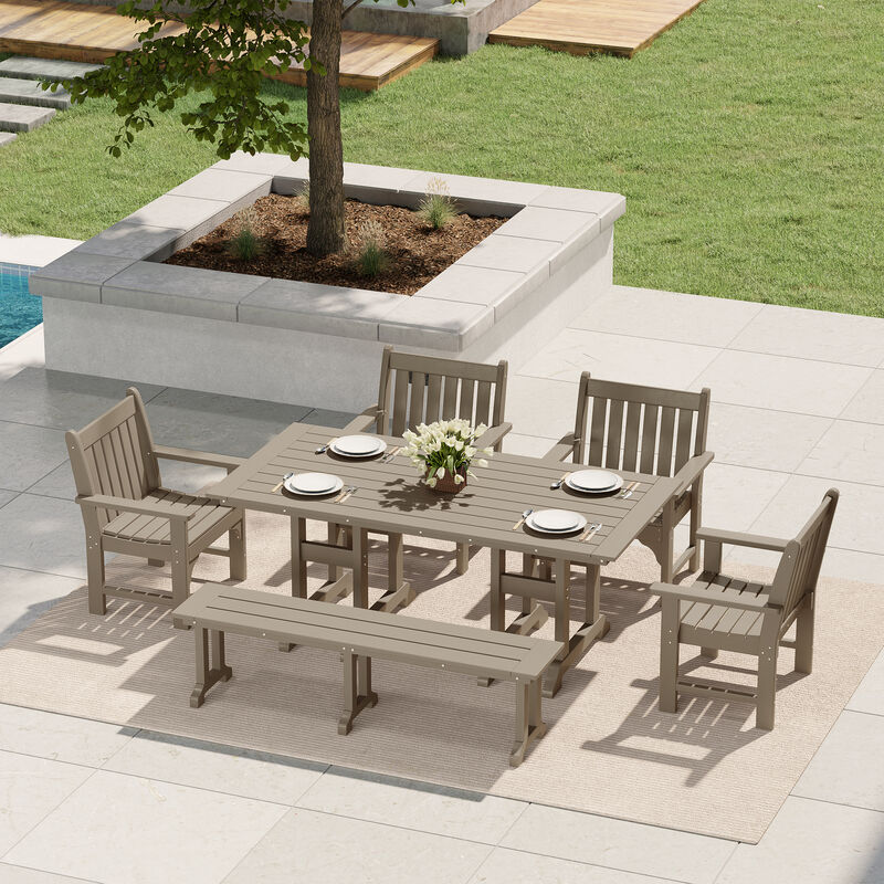WestinTrends 6-Piece HDPE Outdoor Rectangle Dining Patio Table and Chairs Set