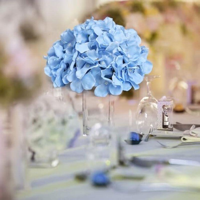 12 Piece Blue Artificial Hydrangea Flowers Wedding Centerpiece Decor image number 3