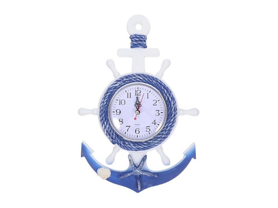 Digital Anchor Mediterranean Style Boat Wall Clock Coastal Home Decor