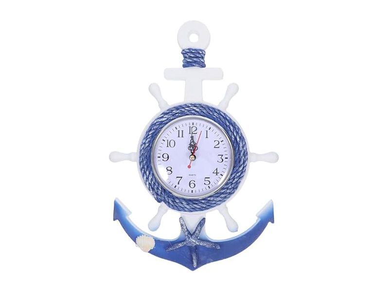 Digital Anchor Mediterranean Style Boat Wall Clock Coastal Home Decor image number 0
