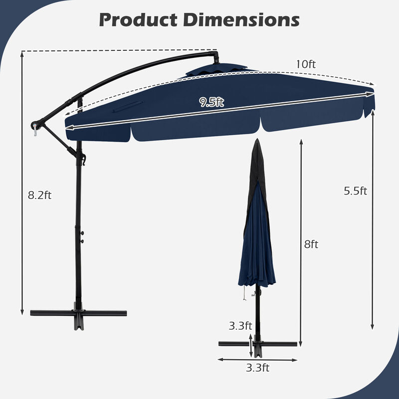 Patio Cantilever Umbrella with Cover &ndash; Tilt Adjustment & Decorative Ruffled Edge