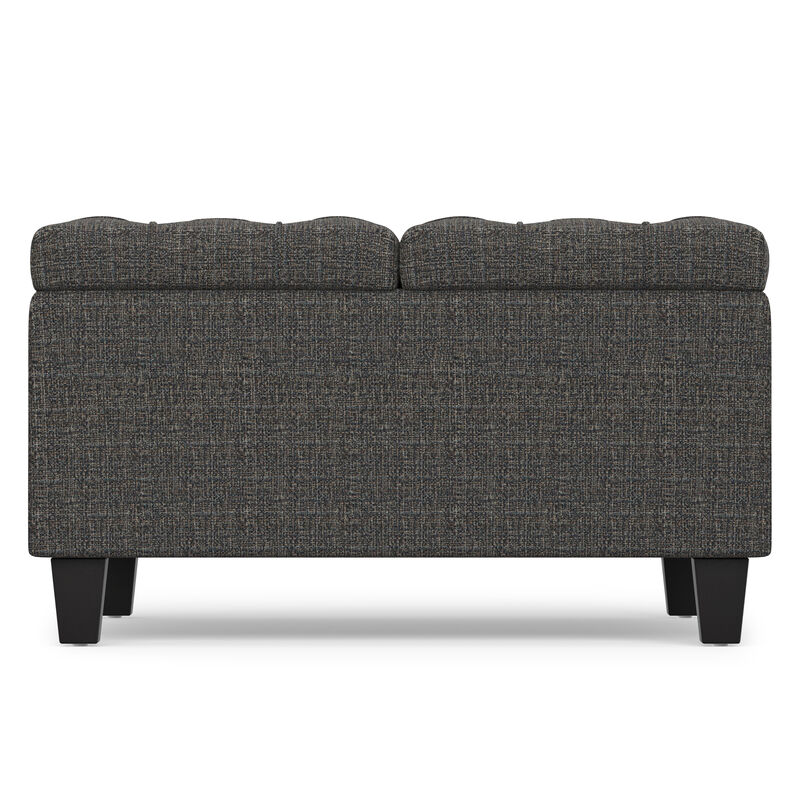 Harrison 30 inch Wide Transitional Square Small Coffee Table Storage Ottoman in Ebony Tweed Polyester, Assembled image number 2