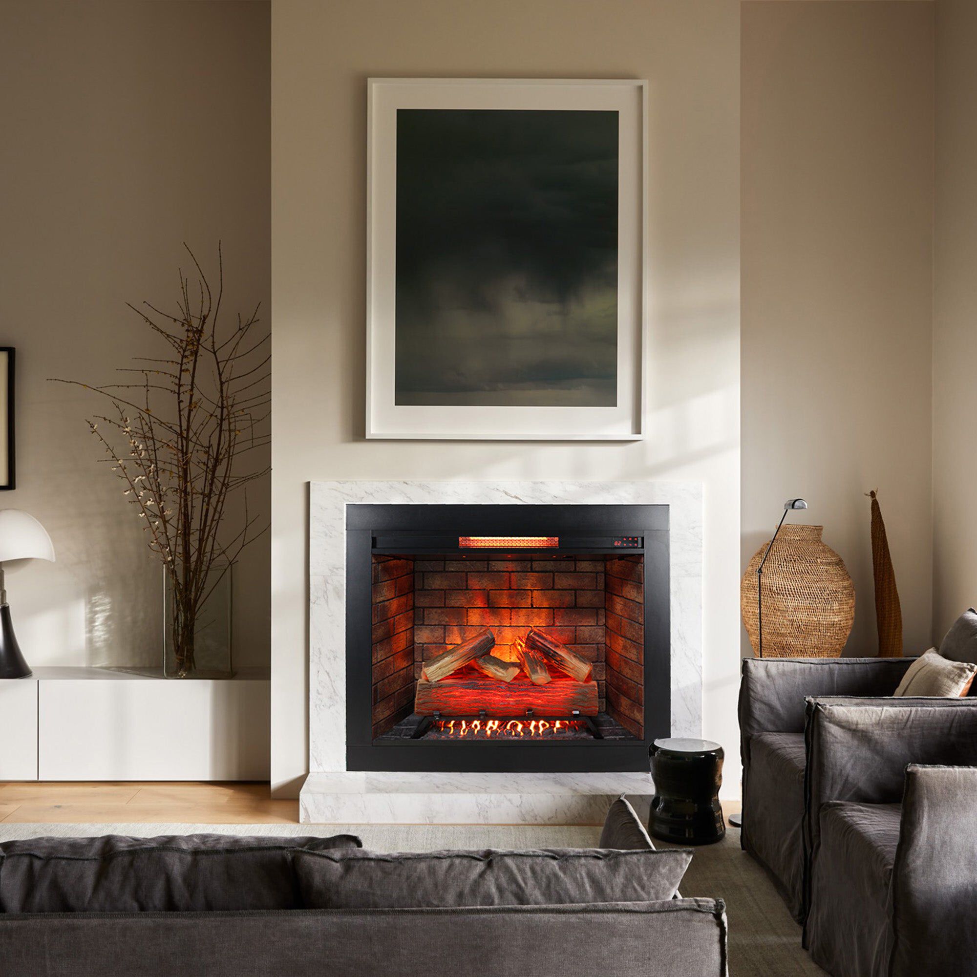 Mondawe 33 Inch Infrared Electric Fireplace with Removable Trim